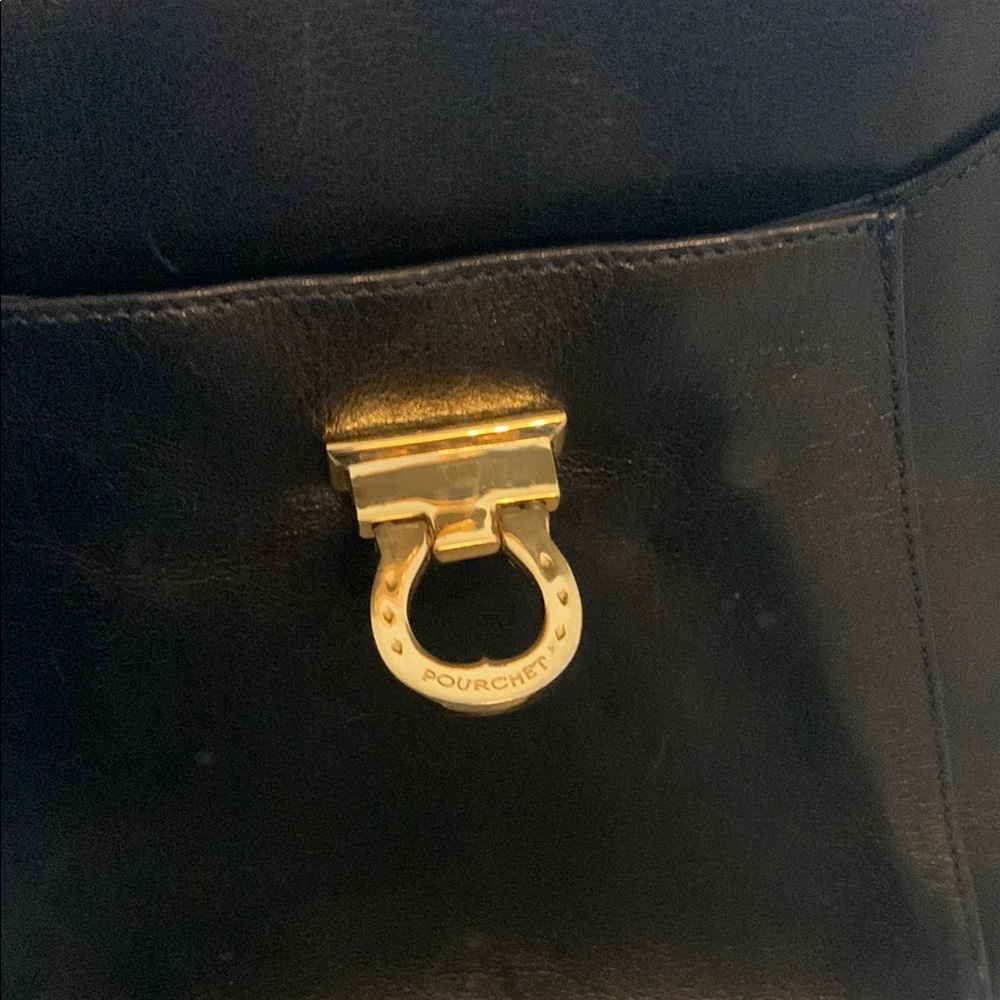 Vintage Pourchet Paris Navy Bag with Structured Design Made in France ๐ซ๐ท - Picture 7 of 15